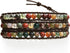 "Hot Mix Color India Agate Stainless Steel Snap Button Lock Genuine Leather Bracelet...