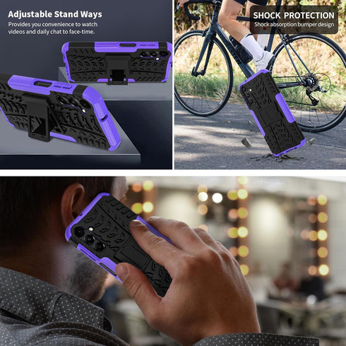 for Samsung Galaxy A15 5G Case with 2 Pack Screen Protector,Military Grade Shockproof, Heavy Duty Robust Bumper Cover with Kickstand for Galaxy A1...