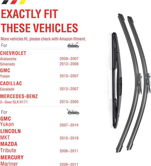 BERG REGEN 3 Wipers 20" 20" with 12E Rear Windshield Wiper Blades Replacement for Ford Escape 2008 2009 2010 2011 2012 Wiper Blades for My Car...