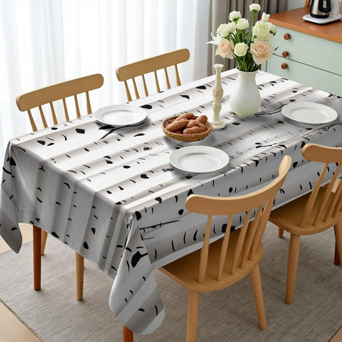 Ambesonne Birch Tree Tablecloth, Forest Seasonal Nature Woodland Leafless Branches Grove Botany Illustration, Dining Room Kitchen Rectangular Tabl...