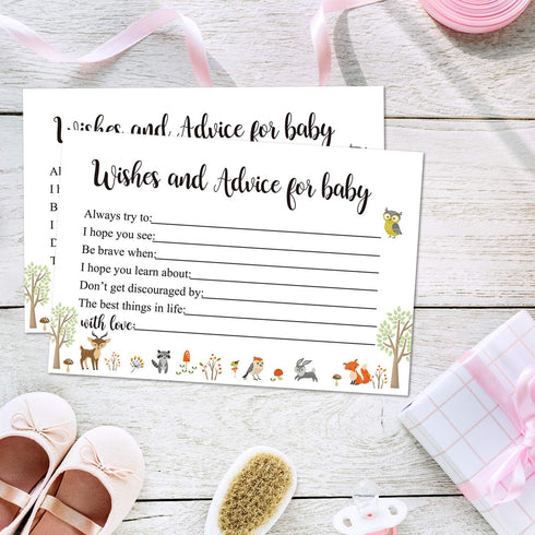 Giftideaworkshop 50 Woodland Baby Shower Wishes and Advice for The Mom-to-Be? Baby Advice Cards for Baby Shower Game?4X6 inch....