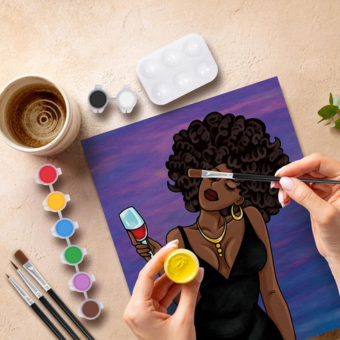 VOCHIC Paint and Sip kit, Pre Drawn Canvas Painting Kit for Adults Painting Twist Party Supplies to Paint Chic Girl Art Set for Beginner Gift Favo...