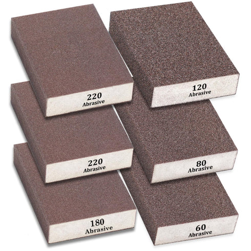 Tnisesm 6Pcs Sanding Blocks 60/80/120/180/220 Grits Sanding Sponge,for Drywall Wood Metal Washable & Reusable Sandpaper BlocksWashable and Reusabl...