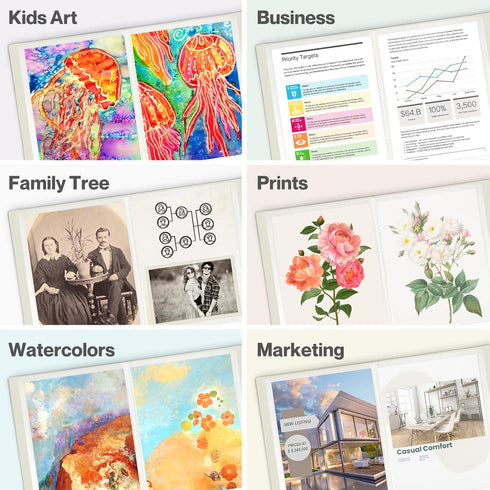 CRANBURY Art Portfolio 9x12 Binder - (Black), 9 x 12 Binder with 24 Clear Sleeves, Displays 48 Pages, Customizable Cover, A4 Binder for Kids Art, ...