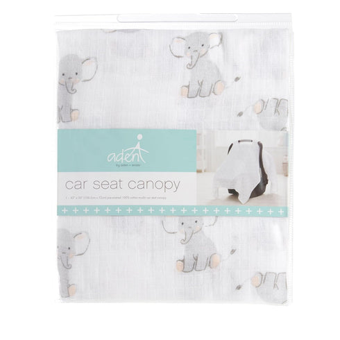 aden + anais Essentials Car Seat Canopy Cover, 100% Cotton Muslin, Lightweight and Breathable, Safari Babes- Elephant...
