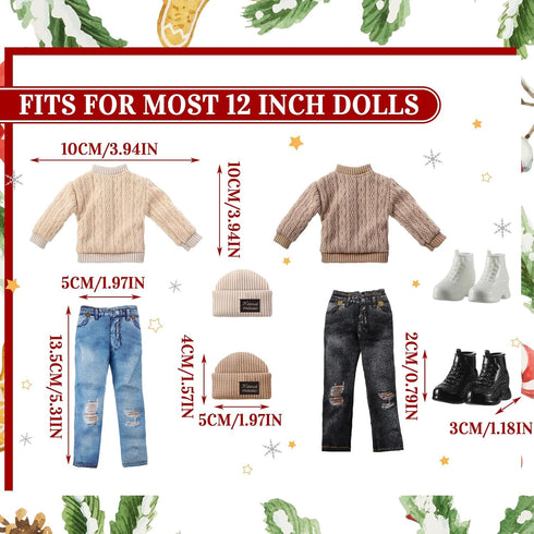 Bencailor 8 Pcs Doll Clothes Girls Doll Accessories Include Wear Sweater Dolls Pants Shoes Hat for Winter 12 Inch Doll(Elegant)...