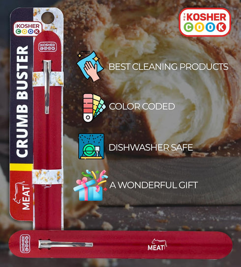 Meat Red Crumb Buster Quick and Efficient Metal Crumb Remover Dust of Tables and Countertops for Quick Cleaning, Color Coded Kitchen Tools...