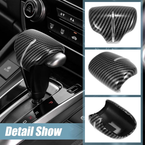 X AUTOHAUX 1PCS Car Gear Shift Knob Cover Sticker Head Trim Cover for Honda CR-V 2017-2021 Carbon Fiber Pattern Black Silver Tone...