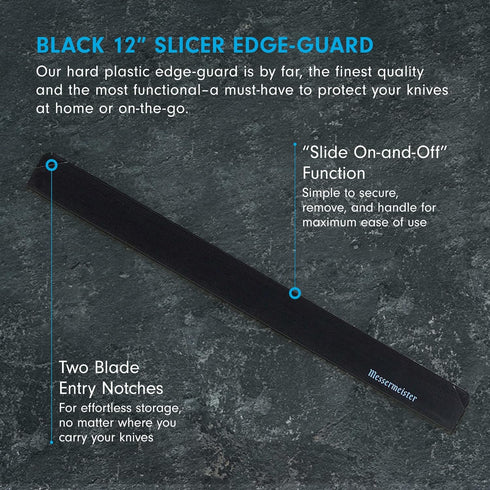 Messermeister 12” Slicer Edge-Guard, Black - Fashionable & Functional Knife Protector for Carving & Slim-Blade Knives - 2 Blade Entry Notches - 12...