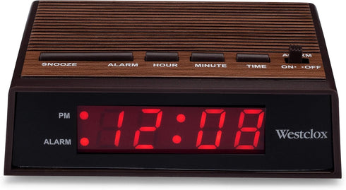 Westclox Retro Wood Style Easy To Read Super Bright Small Night Table Ascending Alarm Clock 22690....