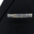 S&W SHLAX&WING Mens Pocket Square Grey with Yellow Golden Geometric Wedding...