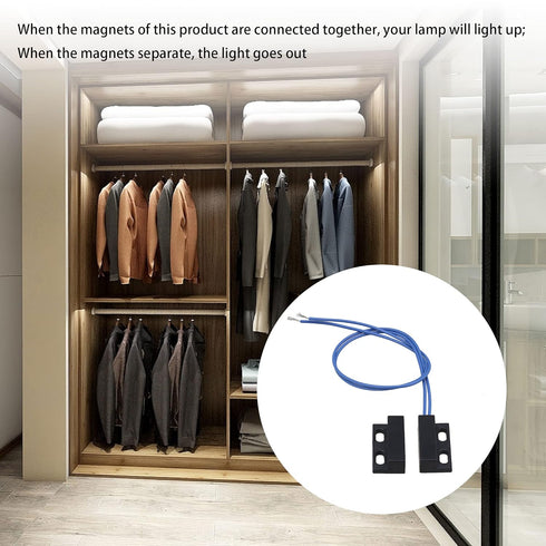 Bstinay AC110-220V Door Window Reed Switch Black Normally Open Magnetic Door Contacts Switch...