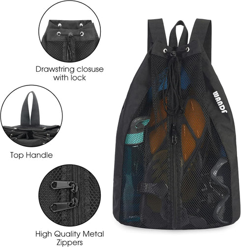 WANDF Swim Bag Mesh Drawstring Backpack Beach Backpack for Swimming, Gym, and Workout Gear...