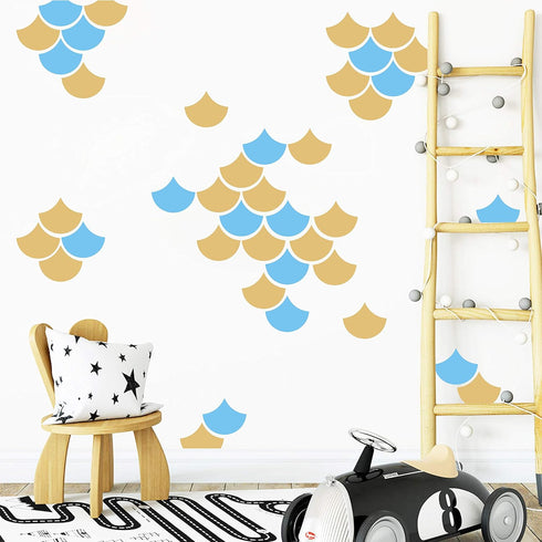 40 Pcs Mermaid Scale Wall Decal, Nursery Decor, Geometric Decals, Modern Wall Decals, Unique Wall Decor for Kids, Wall Decals for Girls Boys Room(...
