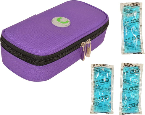CHILDHOOD Waterproof Insulin Cooler Travel Case Temperature Display Medication Insulated Cooling Bag with 3 Ice Packs (Purple)......