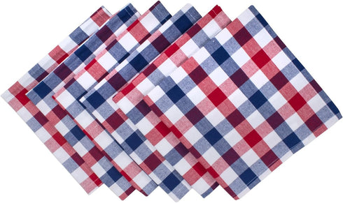 DII 4th of July Tabletop Collection, Napkin Set, Red, White & Blue Check, 6 Piece...