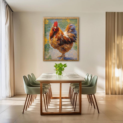 Posterizer 1 pcs- Beautiful hen oil painting style-Art for Animal Lovers- Gift for Men Women Entrepreneur Teens-Living Room Bedroom Decor- unframe...