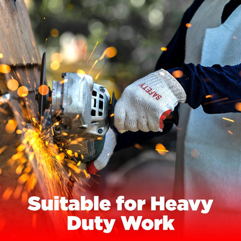 SAFETY Non-Slip 10 Pairs Red Latex Cotton Multi-Purpose Work Gloves- Nitrile Dipped & Rubber Palm Coated for a Firm Grip- Heavy Duty Premium-Const...