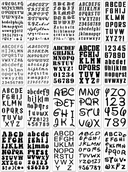20 Pieces Letter Stencils Reusable Letter Stencils for Painting on Wood, Plastic Alphabet Numbers Stencils, Letter Stencil Template for Notebook, ...