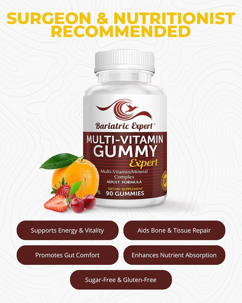 Bariatric Expert Multivitamin Gummies – Fast-Melting Dietary Supplement for Adults Post-Gastric Sleeve and Bypass, Nutritionist Recommended, 90 Co...