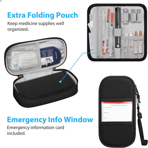 Insulin Cooler Travel Case with 2 Ice Pack, Water Resistant Insulated Diabetic Medication Organizer Carrying Bag with Extra Pouch for Insulin Pen ...