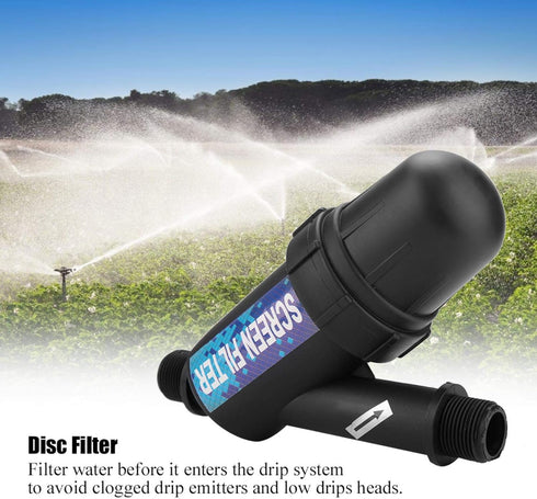 Disc Filter, 3/4" DN25 Large Capacity Disc Filter Mesh Filter for Drip Irrigation, Water Tank Pool Pump Watering Irrigation Supplies...