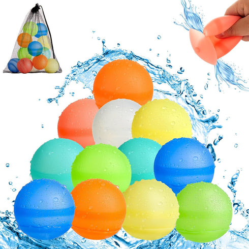 Reusable Water Balloons, 12PCS Water Balloons Quick Fill For Kids, Pool Toys Silicone Self Sealing Water Balls For Boys&Girls Outdoor Activities S...