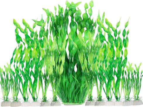 MyLifeUNIT Artificial Aquarium Plants, 13 Pack Plastic Seaweed Water Plants for Fish Tanks (Green)...