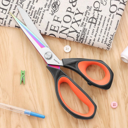 Fabric Scissors, Dressmaking Scissors with Heavy Duty Multi-Purpose Titanium Coated Blades and Comfortable Soft Grip Handles, 25CM, Black/Red...
