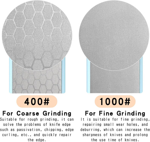 Knife Sharpener 6-In-1, Double-Sided 400/1000 Grit Diamond Knife Sharpening Stone with 3 Slots for Coarse and Fine Grinding, Multi Use Sharpening ...