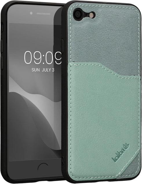 kalibri Hard Case Compatible with Apple iPhone SE (2022) / iPhone SE (2020) / iPhone 8 / iPhone 7 - Case with Card Slot PU Leather Design with TPU...