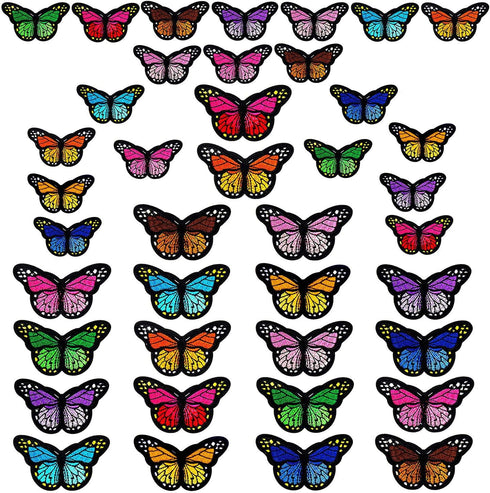 AUGSUN 40pcs Butterfly Iron on Patches, 2 Size Embroidered Sew Applique Repair Patch...