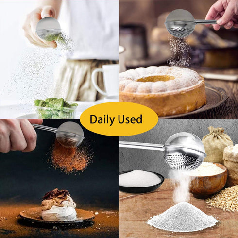 JETKONG Baker's Dusting Wand for Sugar, Flour and Spices, Stainless Steel Powdered Sugar Shaker Duster Sifter, Set of 2...