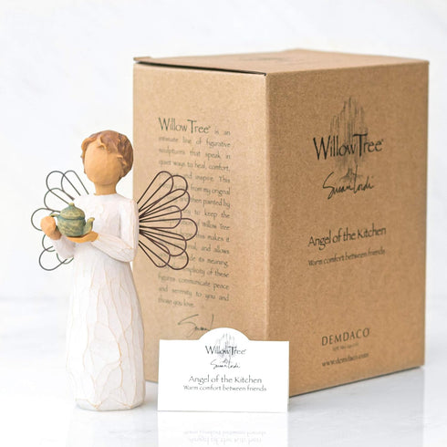 Willow Tree Angel of The Kitchen, Warm Comfort Between Friends, Angel Holds teapot as Welcoming Gesture, A Gift to Celebrate Supportive Friendship...