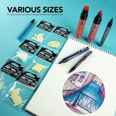 FW Mixed Media Paint Marker Nibs - 12 Replacement Pen Nibs Size 1-2 mm Round Tip for FW Paint Markers - Refillable Paint Pen Nibs for Use with Acr...