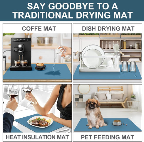 Dish Drying Mats for Kitchen Counter Coffee Mat Under Sink Mats for Kitchen Waterproof Dish Mat Drying Kitchen Mat Bar Mats for Countertop Coffee ...
