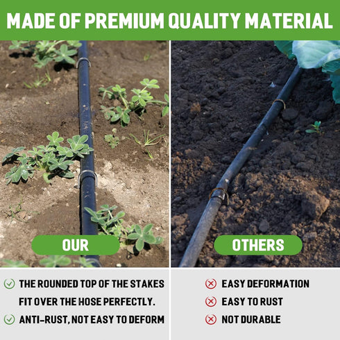 Garden Stakes 4 Inch 40pcs 11 Gauge Irrigation Tubing Stakes, U Shape Heavy Duty Galvanized Landscape Staples for Tube, Lawns, Weed Barriers, and ...