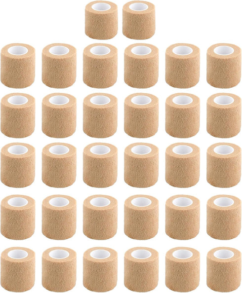 32 Rolls Self Adhesive Bandage Wrap 2 inch Cohesive Bandage Wrap Stretch Bandages Wraps Tape Skin Elastic Self-Adherent Tape for Wrist Ankle Sport...