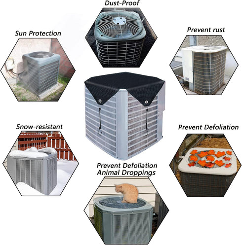 Air Conditioner Cover for Outside Units, Heavy Duty Central AC winter Cover Defender Outdoor Top Waterproof Snow-Resist (Black, 28 x 28 inch)...
