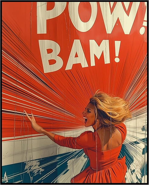 Posterizer 1 pcs-comic book inspired-dramatic "POW" or "BAM" action scene-Art in Pop Style Gift for Superhero, Comic Book Fans Decor for Home & Of...