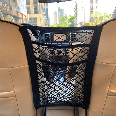 Che Yuefu 3-Layer Car Mesh Organizer, Seat Back Net Bag, Barrier of Backseat Pet Kids, Cargo Tissue Purse Holder, Driver Storage Netting Pouch (Up...