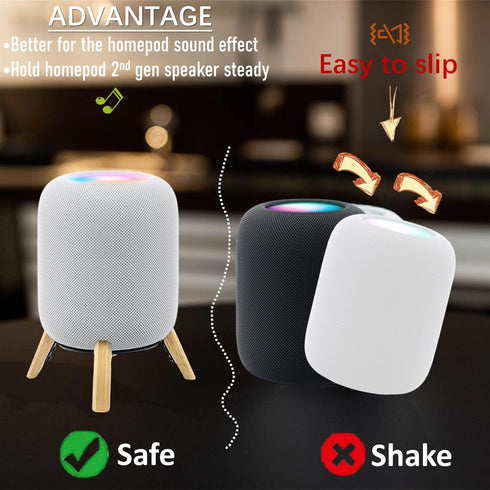 Real Wood Stand for Homepod 2nd gen (2023 Released), Sturdy Wooden Holder with Metal Frame,Safe Stable Mount Protect Home pod 2nd Speaker for Soun...