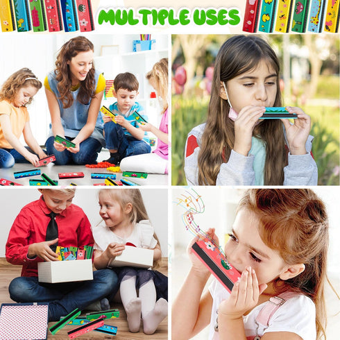 6 Styles Harmonica for Kids, Lightweight Cartoon Harmonicas with Double Row of 16 Holes, Kids Harmonica Party Favors for Toddler, Adult Beginners'...