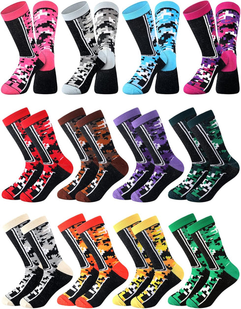 Newcotte 12 Pairs Digital Camo Baseball Socks Athletics Football Soccer Funny Crew Socks Sports Camo Socks Baseball Lover Gifts for Youth Women an...