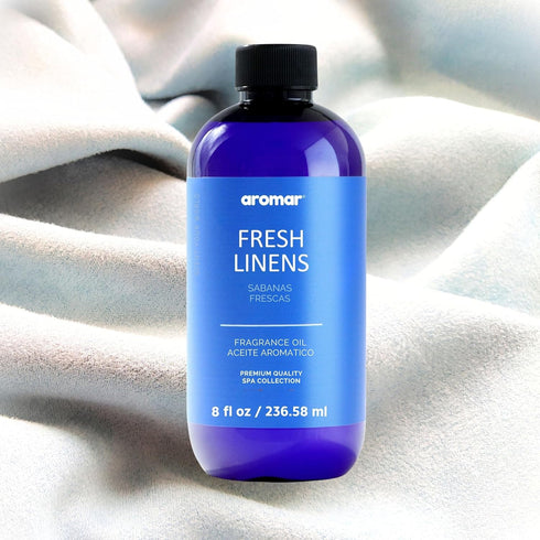AROMAR Premium Fragrance Oil, Long-Lasting, Reinvigorating Uplifting Aroma for Aromatherapy, Relaxation & Household Uses. Fresh Linen 8oz...