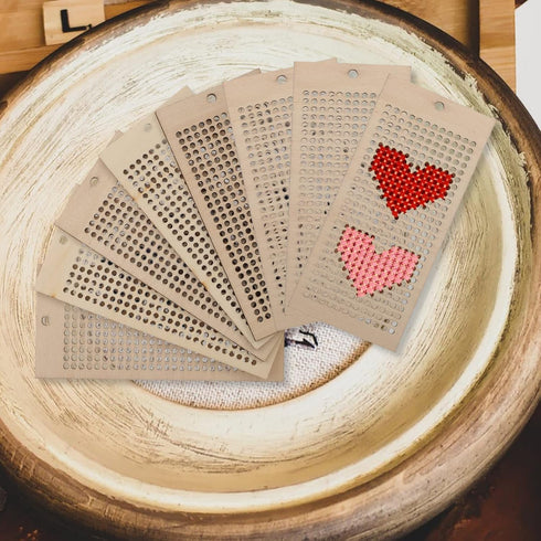 EXCEART Art and Crafts Sewing Wooden Bookmark Cross Stitch Embroidery Kit Wooden Cross Stitch Bookmark 8Pcs...