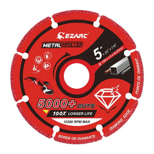 EZARC Diamond Cutting Wheel 5'' x 7/8 Inch for Metal, Cut Off Wheel with 5000+ Cuts on Rebar, Steel, Iron and INOX...