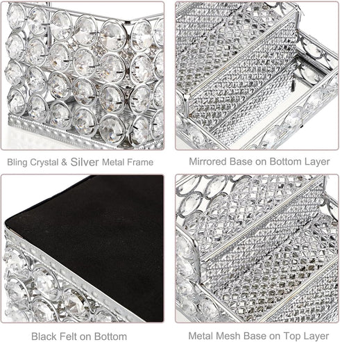 Hipiwe Crystal Business Card Holder 3 Tier Bling Name Cards Office Desk Desktop Table Top Organizer Luxury Mirrored Business Card Display Stand, F...