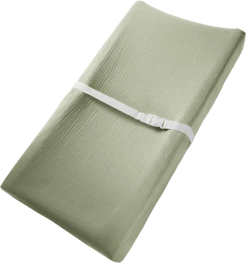 Muslin Fitted Changing Pad Cover, Extra Soft Diaper Changing Station Covers for Baby Girls Boys, Changing Pad Sheets Neutral by Comfy Cubs, Sage...