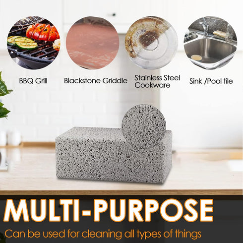 Grill Griddle Cleaning Brick Block, Heavy Duty Grill Cleaning Stone Bricks with Handle, Pumice Griddle Cleaning Stone for Removing BBQ Grills, Poo...